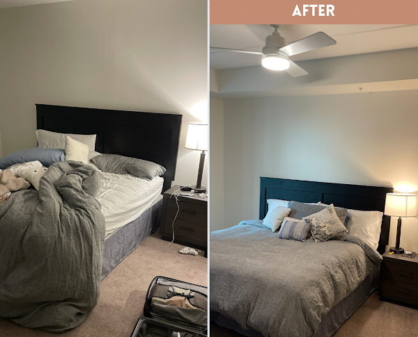 before and after bedroom cleaning