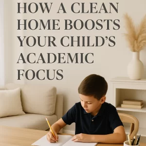 Young child studying in a clean, organized Atlanta home — focus improved by professional cleaning service from Maid Kept.